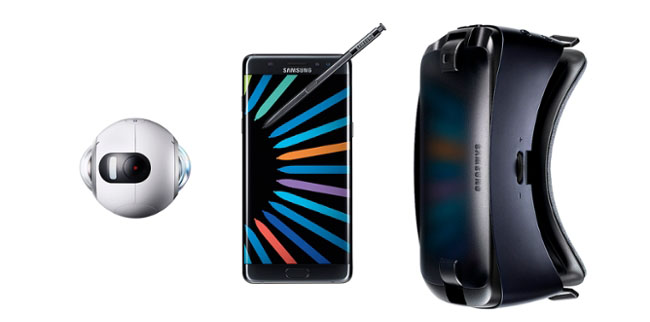 O Note7 é compatível com o Gear 360 e VR.