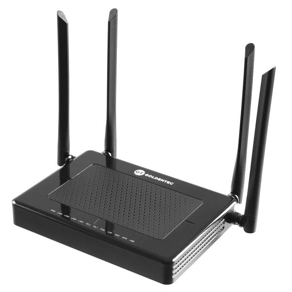 Imagem de modem preto com 4 antenas