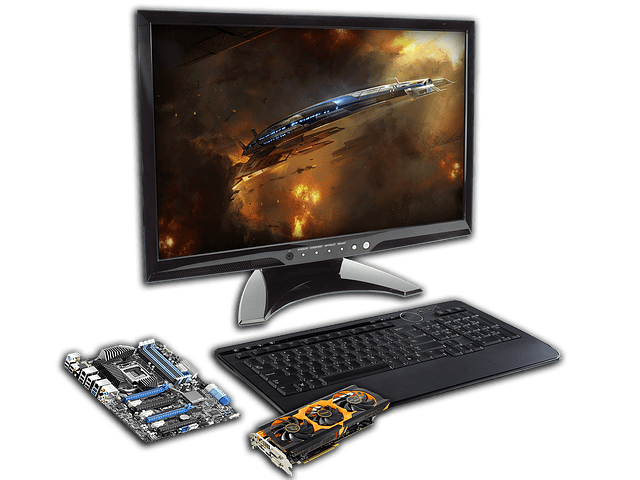 Computador desktop com placa de vídeo do lado