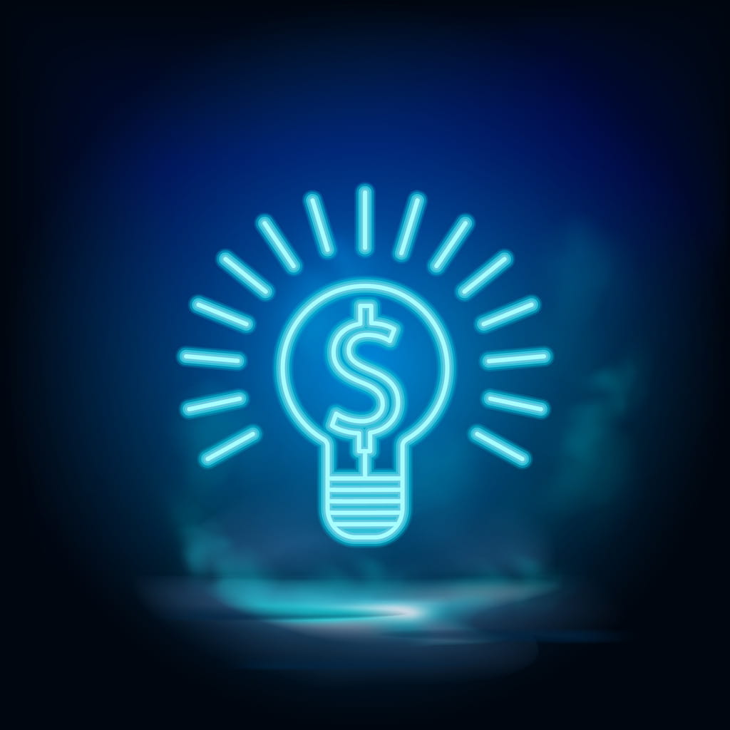 Imagem digital de cifrão em neon azul