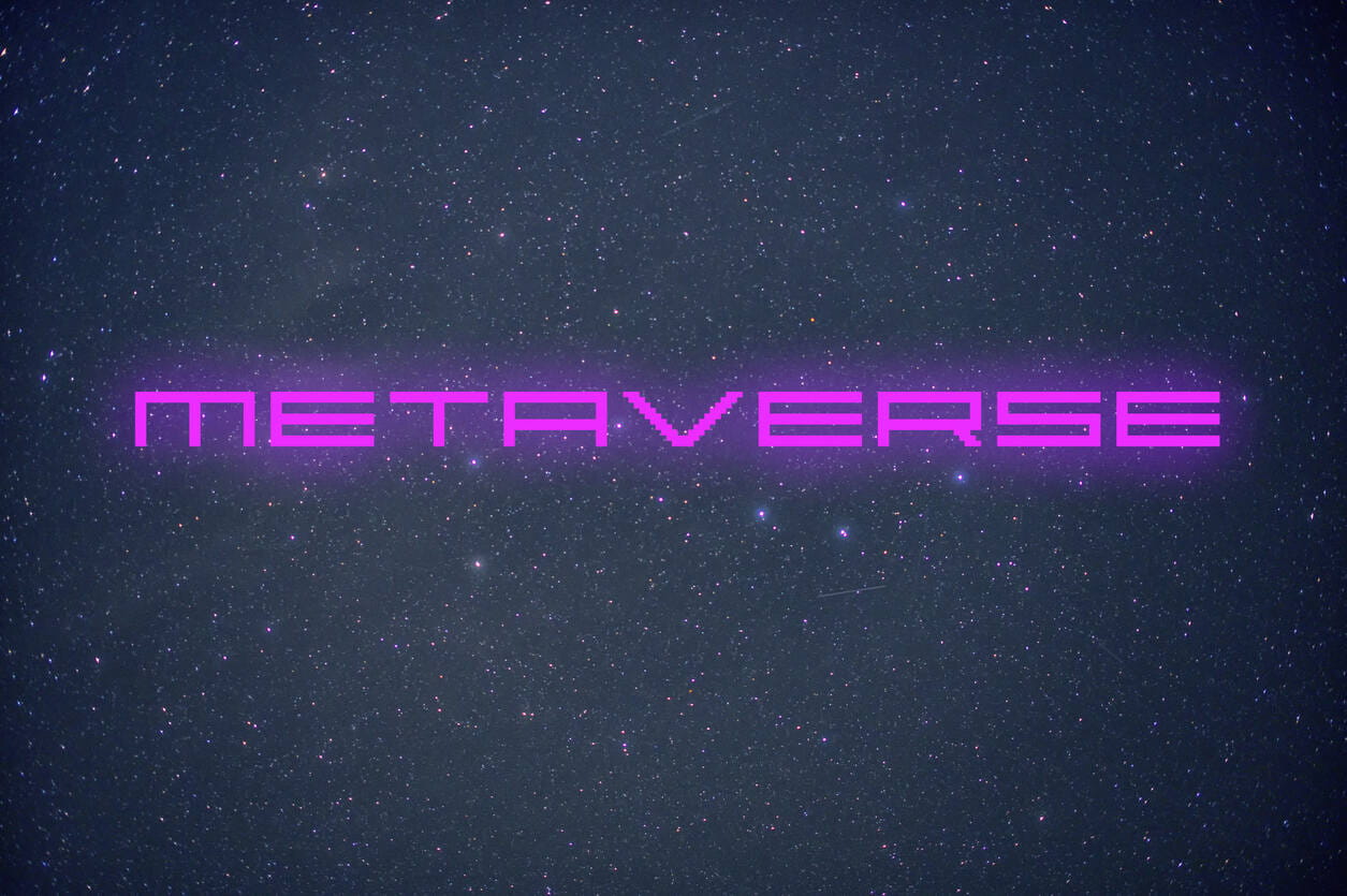 Close em imagem com palavra "metaverso" em neon